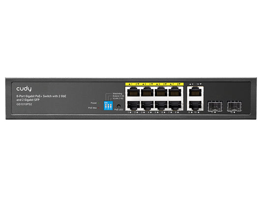 Cudy 8 Port Gigabit PoE 110W 2SFP 2 Gigabit Ethernet Switch | GS1010PS2 - Guards On Duty Shop & Security Guards