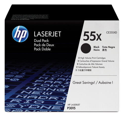 HP 55X Black Toner Cartridge Dual Pack