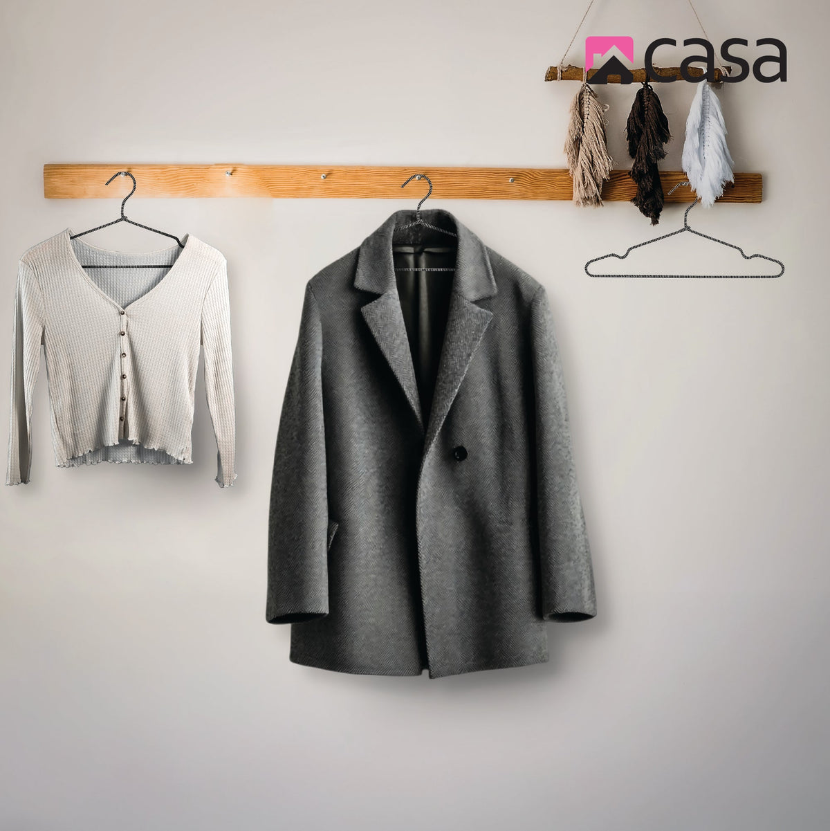 CASA 10Pc Non-Slip Hanger Set - Black/White