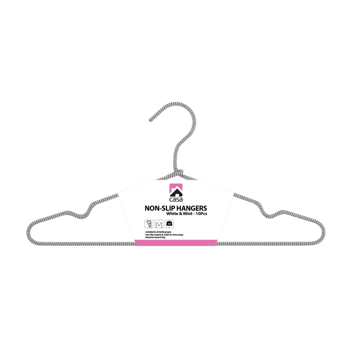 CASA 10Pc Non-Slip Hanger Set - Grey/White