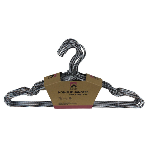 CASA 10Pc Non-Slip Hanger Set - Grey/White