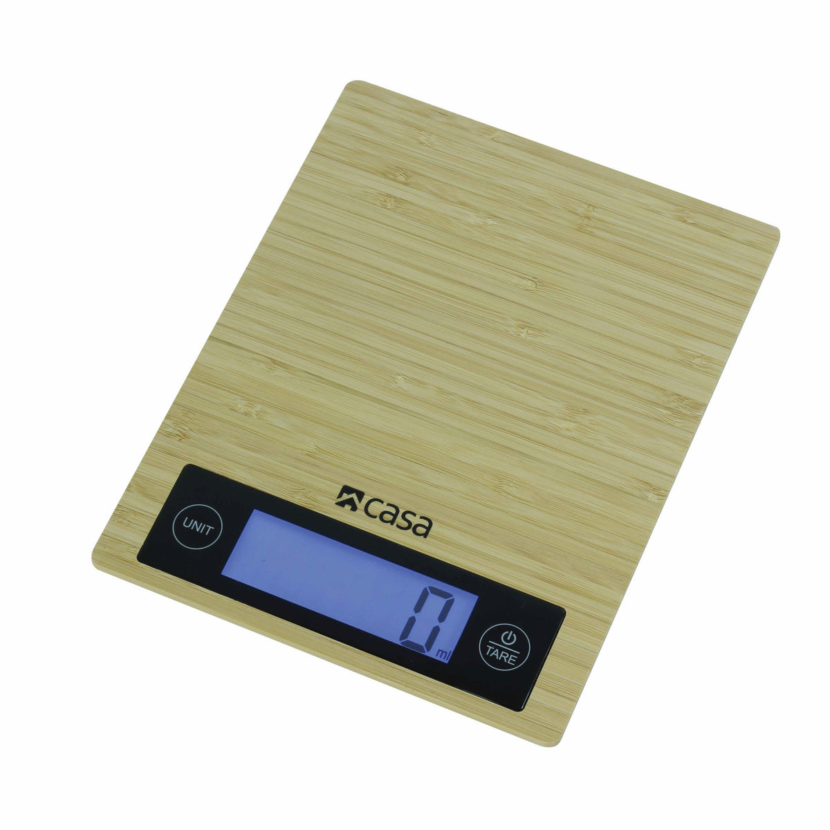 CASA Kitchen Digital Scale - Bamboo - Large Backlit Display