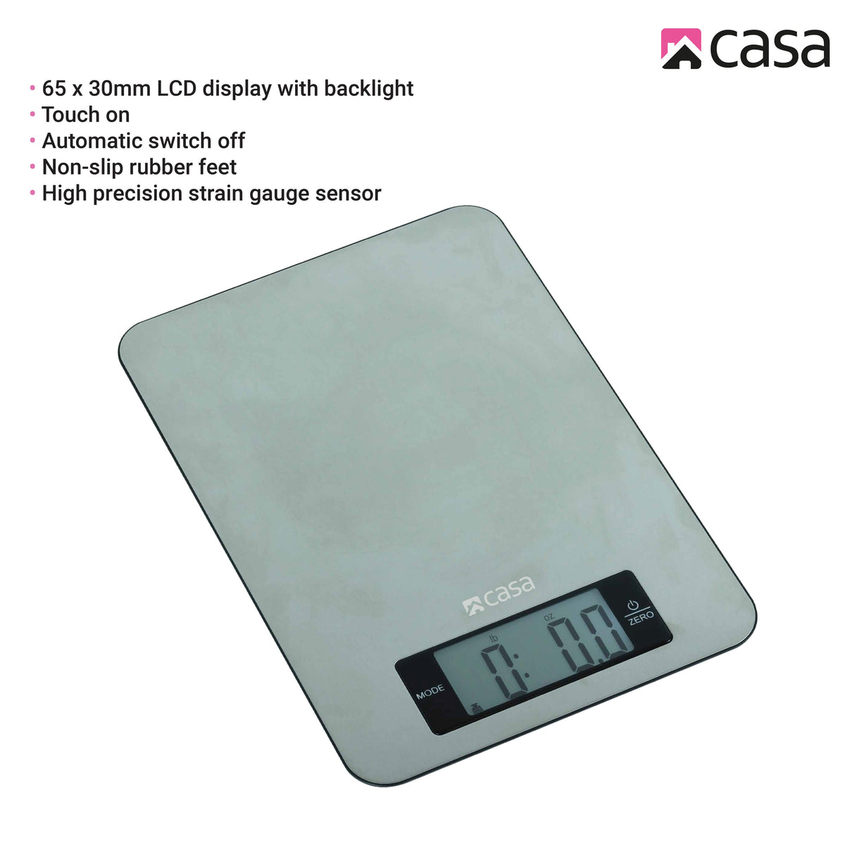 CASA Kitchen Digital Scale - Stainless Steel - Large Display