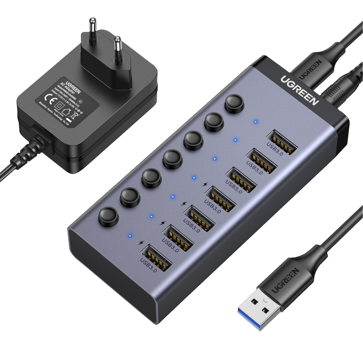 UGREEN 7 in 1 USB 3.0 Hub-Grey - Guards On Duty Shop & Security Guards