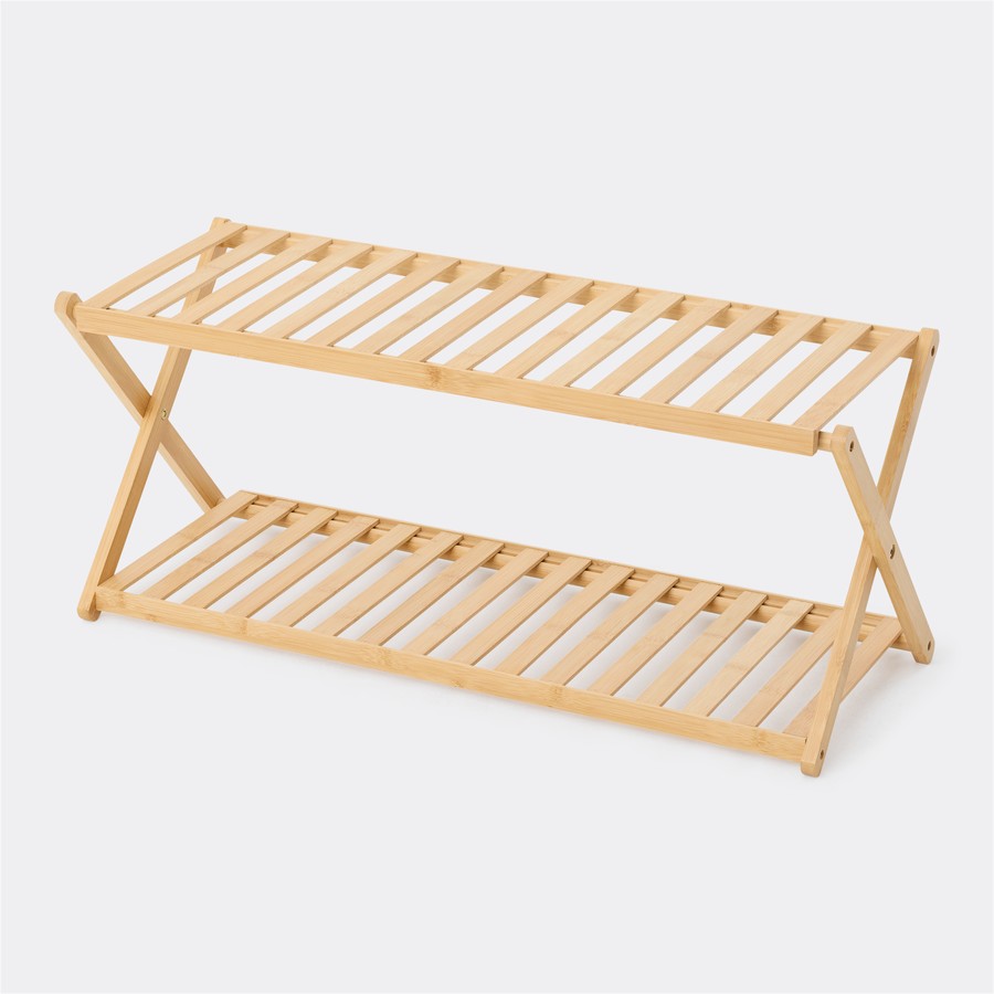 CASA Shoe Storage Rack - 2-Tier - Bamboo - Foldable