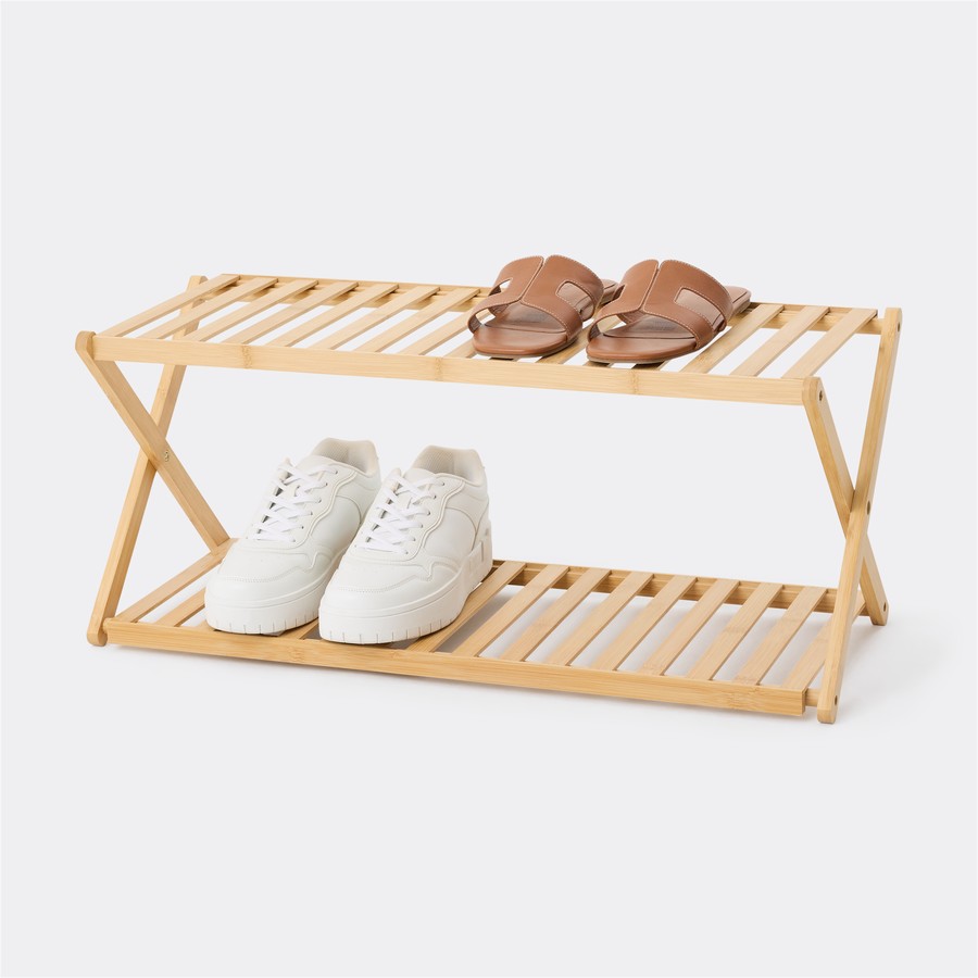 CASA Shoe Storage Rack - 2-Tier - Bamboo - Foldable