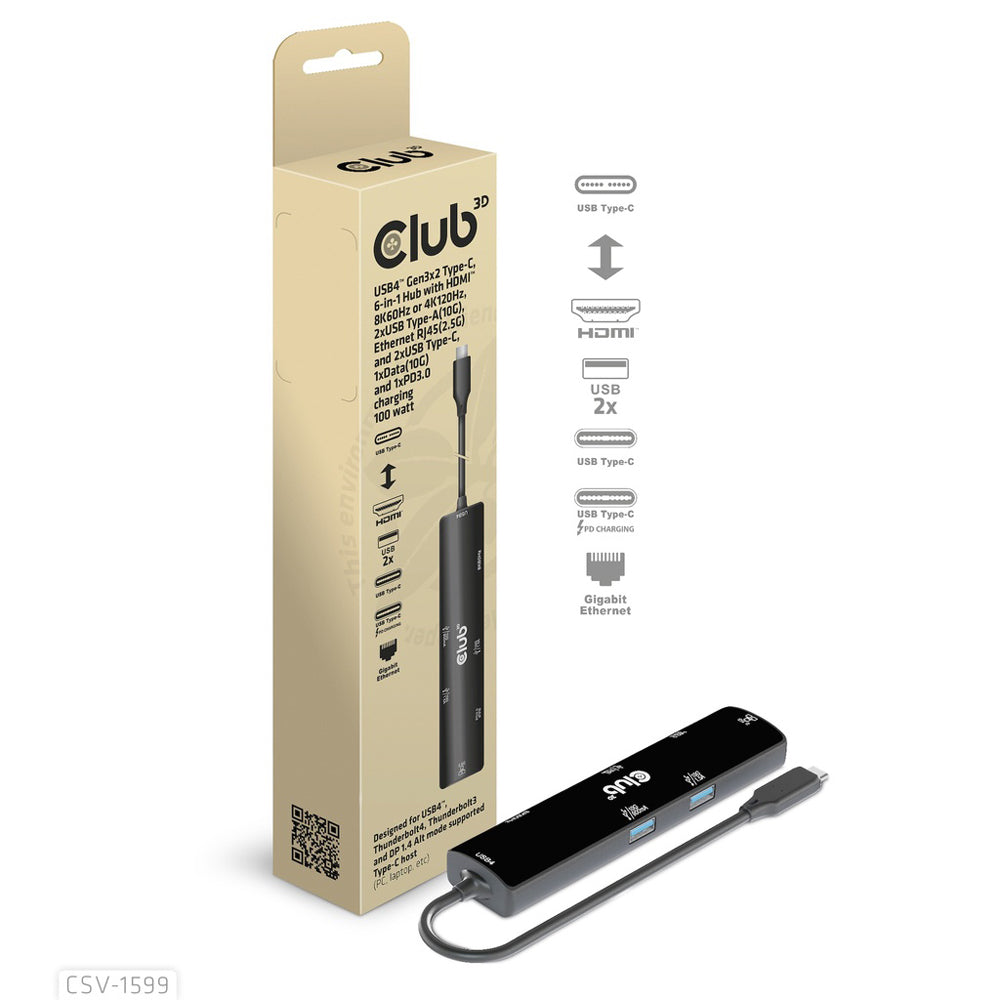 Usb-c 6in1 Hub with Hdmi 8k60hz or 4k120hz — CLUB3D | Guards on Duty Shop