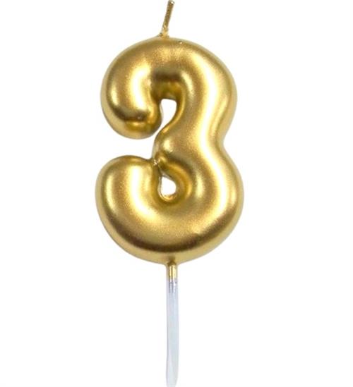 Casey 10Cm Gold Numerical Birthday Candle Nr.3