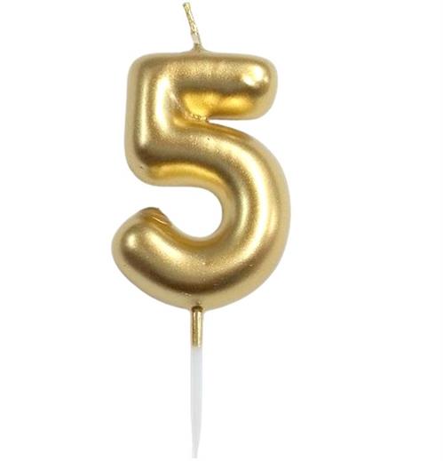 Casey 10Cm Gold Numerical Birthday Candle Nr.5