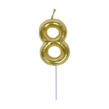 Casey 10Cm Gold Numerical Birthday Candle Nr.8
