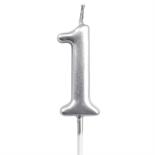Casey 10Cm Silver Numerical Birthday Candle Nr1
