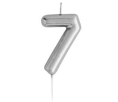Casey 10Cm Silver Numerical Birthday Candle Nr.7