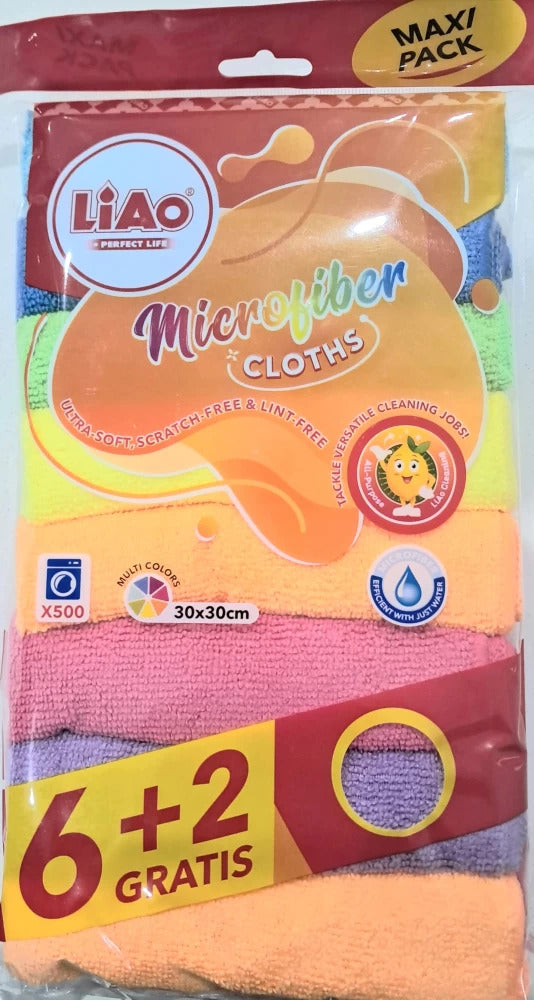 Casey 8 Pack Microfiber 30X30Cm Assorted Cleaning Cloths