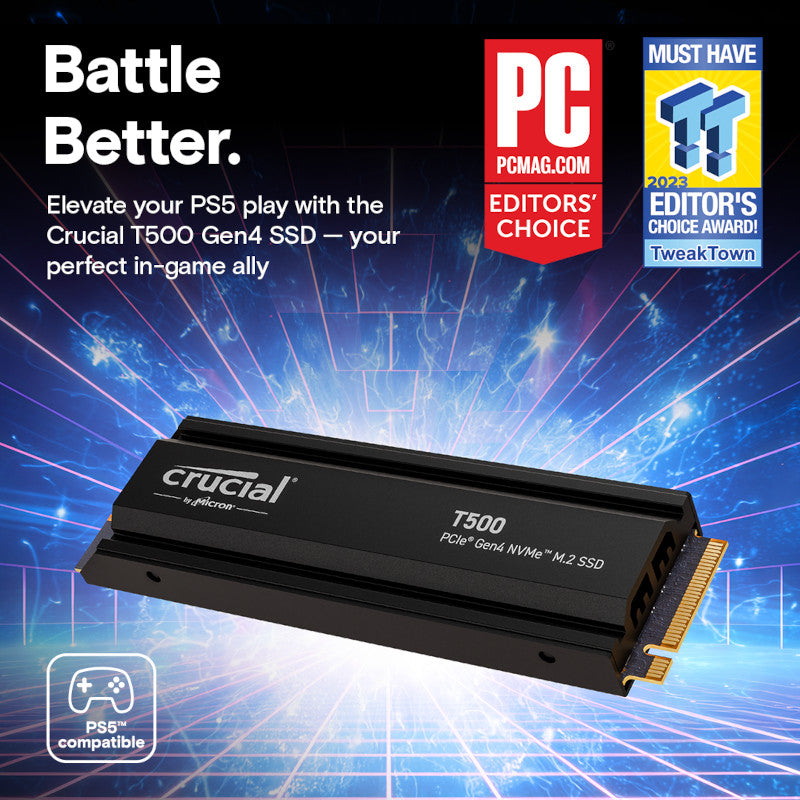 Crucial T500 1TB M.2 NVMe Gen4 with Heatsink NAND SSD - Guards On Duty Shop & Security Guards