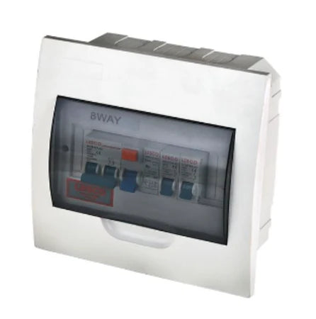 Distribution Board Flush 8mod PVC Populated