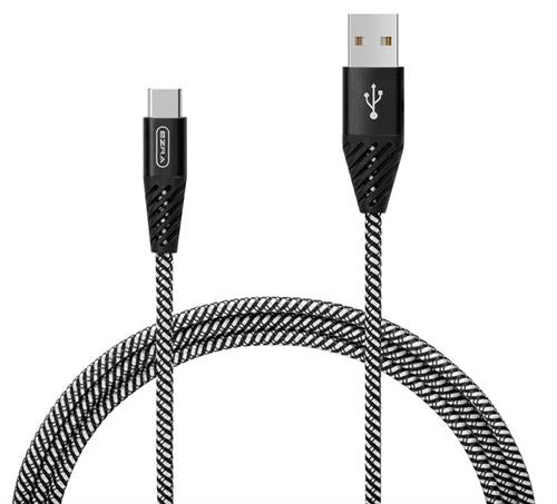 Ezra Usb-A To Usb Type-C 3A 1 Meter Fast Charging Black Braided Cable