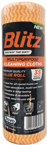 Tevo Blitz 35 Pack Roll Premium Multipurpose Cleaning Cloths