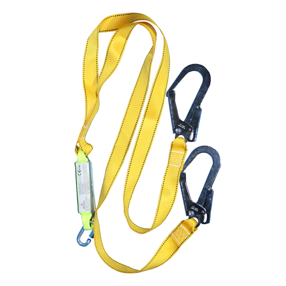Pinnacle Double Lanyard with Shock Absorber & Scaffold Hook