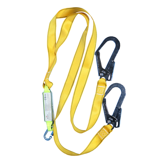 Pinnacle Double Lanyard with Shock Absorber & Scaffold Hook