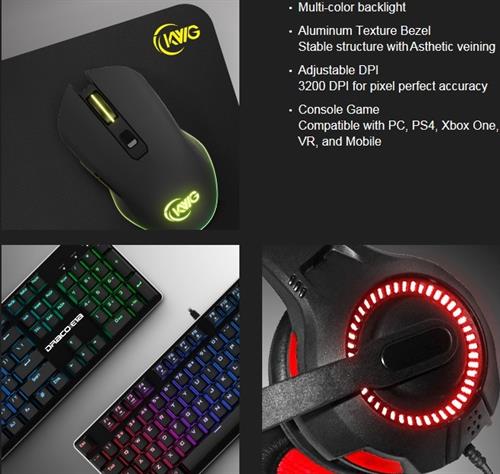 Kwg Draco E1A 4 In 1 Rgb Multi Colour Backlit Gaming Combo