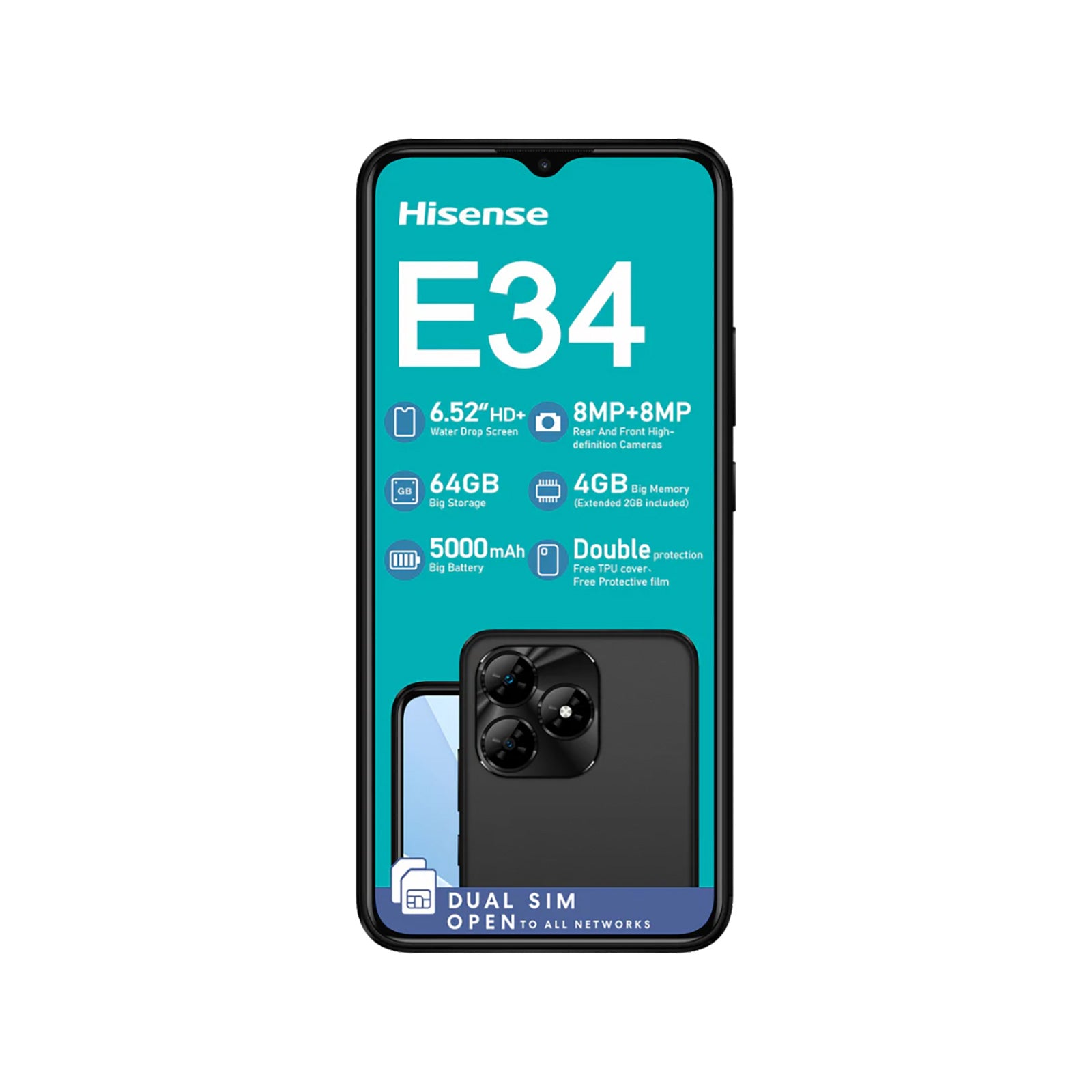 Hisense E34 6.52" 3MP 2GB 64GB Smart Phone - Guards On Duty Shop & Security Guards