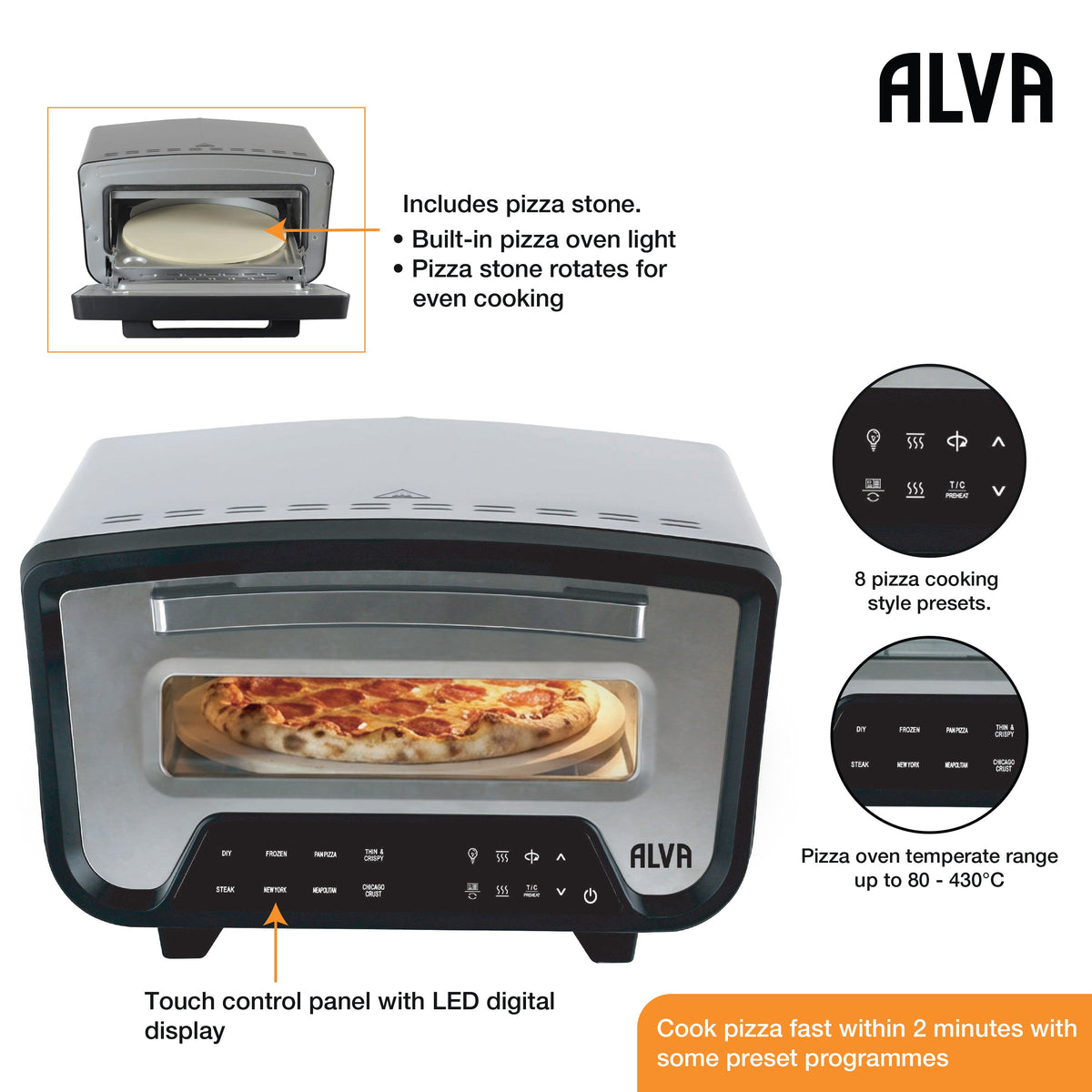 ALVA Rapido Electric Pizza Oven - 430°C