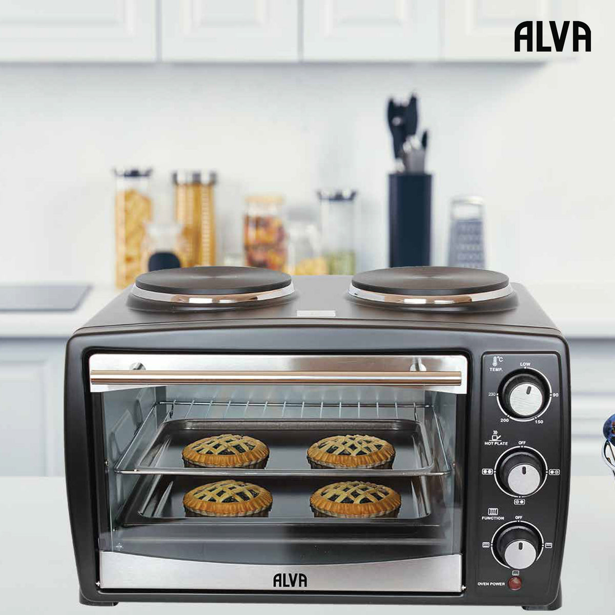 Alva Mini Kitchen - 20L Electric Oven With 2 Plate Stove