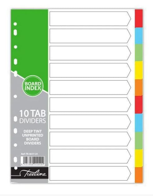 Treeline A4 File Divider Board Tab