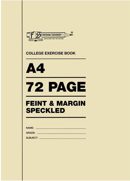 Freedom A4 College Exercise Book Feint and Margin 72 Page