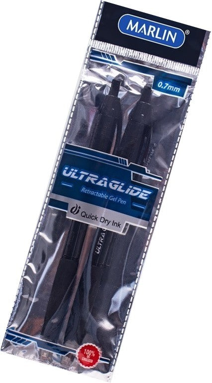 Marlin Ultraglide Retractable Ballpoint Pen Black 2 Pack
