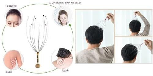 Casey Gold 12 Fingers Head And Scalp Hand Held Manual Massager
