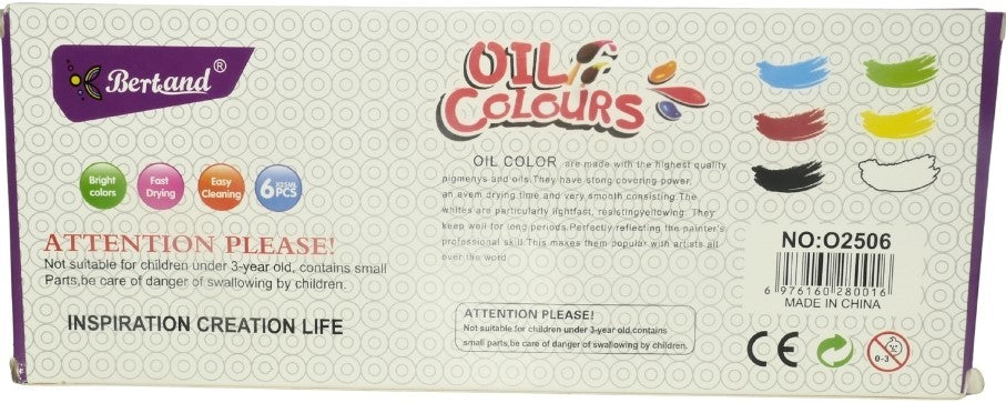 Bertand 6 x 25ml Assorted Oil Paint Colors Set