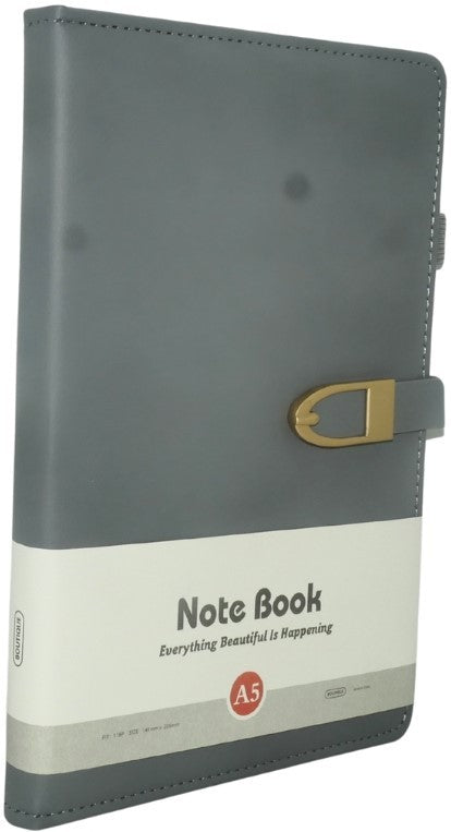 Brainware A5 Grey NoteBook With Magnetic Clip