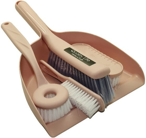 Casey 5 Piece Handheld Dust Pan And Brush Set Pink