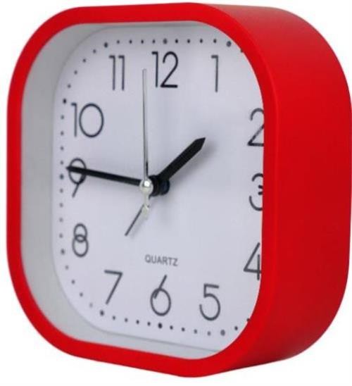 Casey Bedside Square Alarm Clock 12cm Red