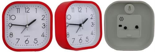 Casey Bedside Square Alarm Clock 12cm Red