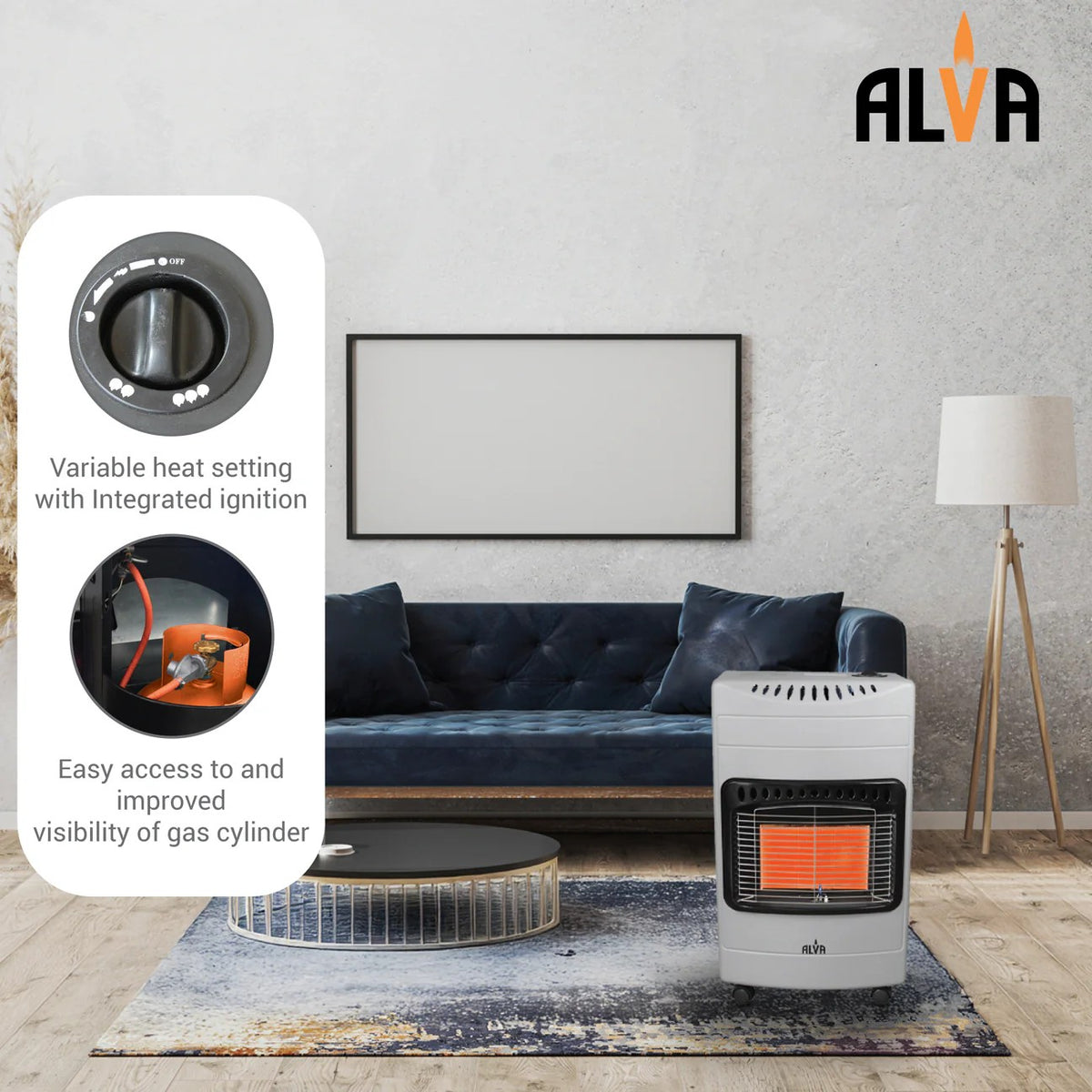 Alva 3 Panel Luxurious Infrared Radiant Indoor Gas Heater