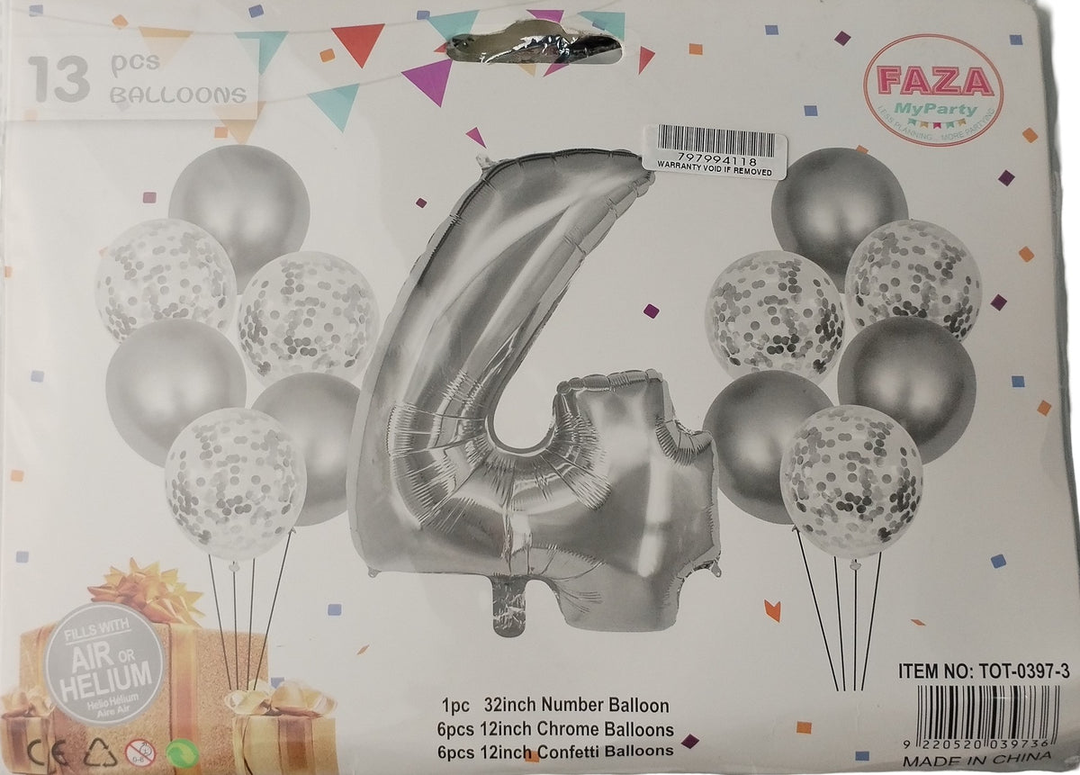 Casey 13pc Silver and White Balloon Set Nr 4