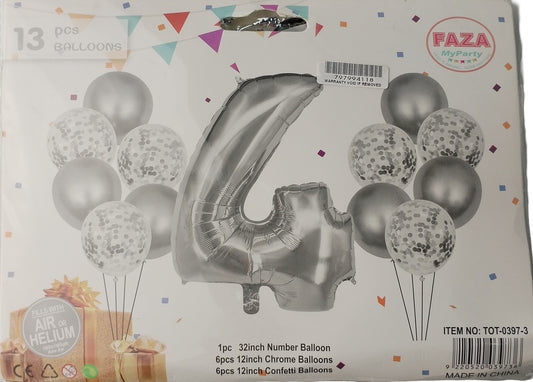 Casey 13pc Silver and White Balloon Set Nr 4