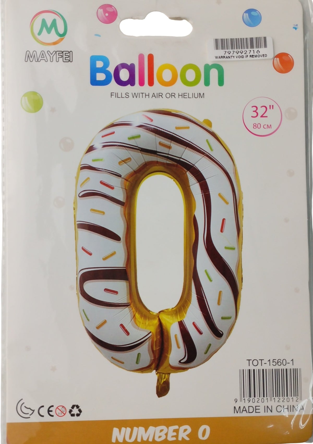 Casey 102cm Donut Balloon Number 0