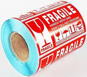 UniQue Fragile 90mm x 50mm Label Sticker Roll