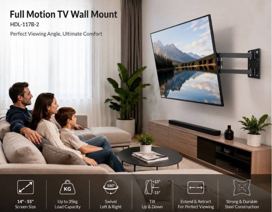 UniQue Full Motion 14 to 32 inch Swivel And Tilt TV And Monitor Bracket