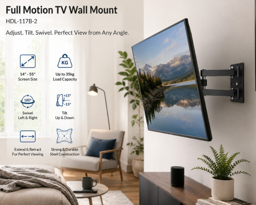 UniQue Full Motion 14 to 32 inch Swivel And Tilt TV And Monitor Bracket
