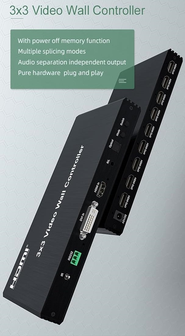 UniQue 3x3 HDMI Video Wall Controller