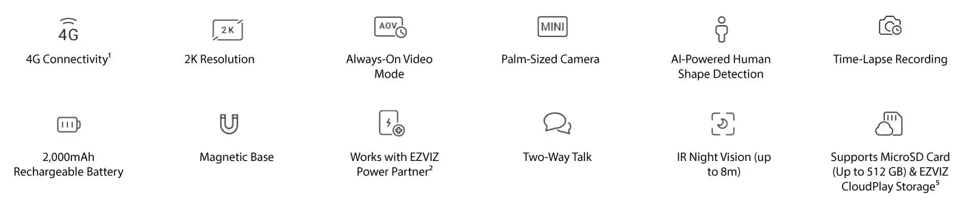EZVIZ CB2 4G Connectivity 2K Smart Home Camera (Requires a SIM Card)