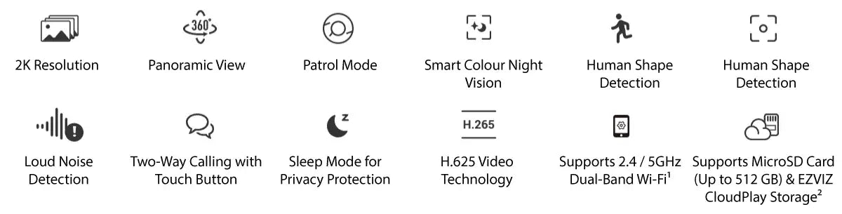 EZVIZ H6C Pro 2K + Pan Tilt WiFi Camera (4MP)