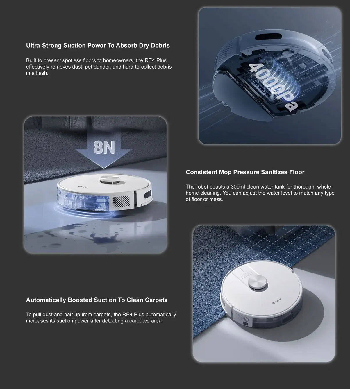 EZVIZ RE4 Plus Robot Vacuum & Mop Combo