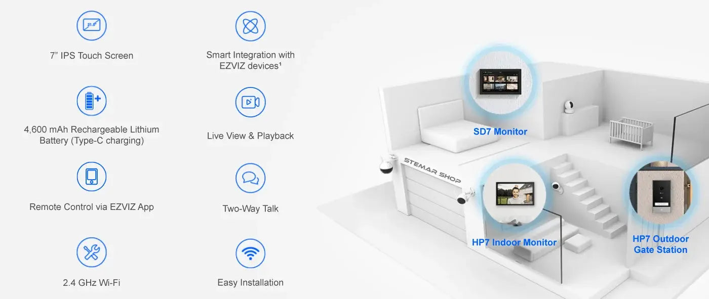 EZVIZ SD7 Smart 7 Inch IPS Touch Screen Monitor