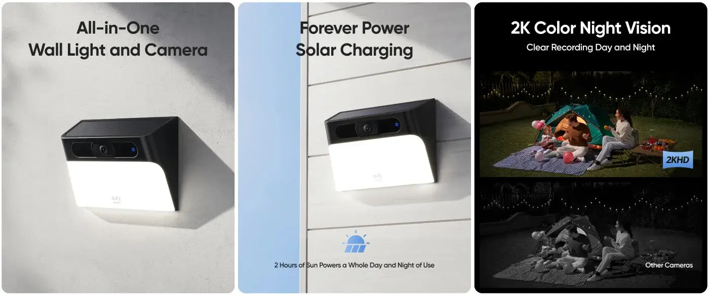 Eufy Security Solar Powered 2K Wall Light Camera
