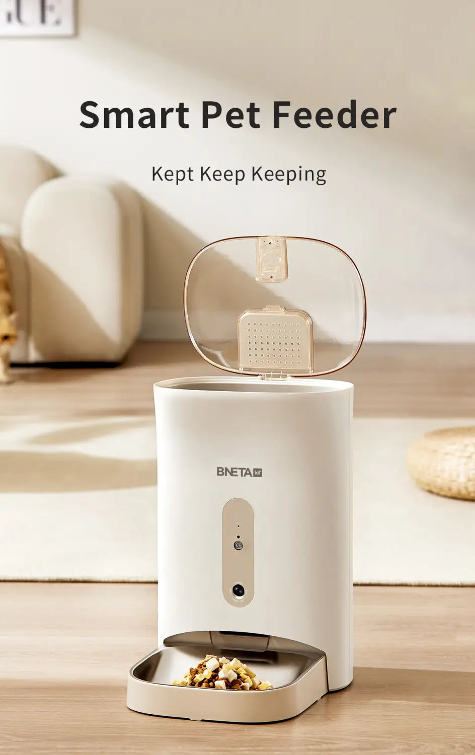 BNETA IoT Smart Pet Feeder with HD Fish Eye Camera